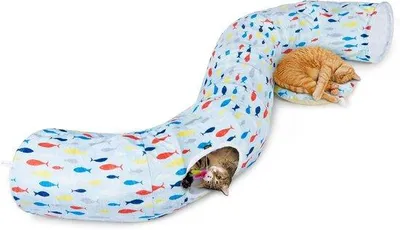Produktbild von Kattentunnel Spieltunnel für Katzen zum Spielen und Verstecken, Blau, Winter