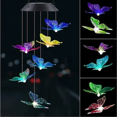 Zdjęcie produktu dla Dzwonek wietrzny zmieniający kolor, dekoracyjna lampa LED, wodoodporne, dekoracyjne oświetlenie zewnętrzne do ogrodu, tarasu, balkonu, okien i dekoracji zewnętrznych.