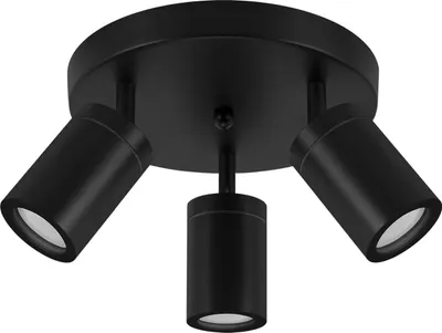 Obrázek produktu pro Stropní bodové svítidlo kovové nastavitelné 22 cm široké IP44 černé GU10 3-světelné stropní bodové svítidlo