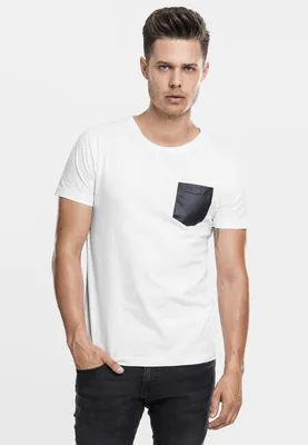 Image de Urban Classics - SLUB Chemise POCKET en similicuir blanc - S