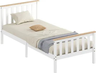 Zdjęcie produktu dla Łóżko HOMCOM 90 x 200 cm – rama z listwami, schowek pod łóżkiem, drewno