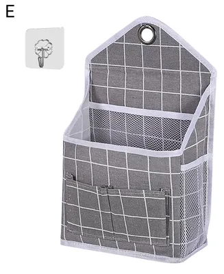 Produktbild von Hängende Tasche zur Wandmontage, großes Fassungsvermögen, Baumwoll-Leinen-Haken-Design, Hängeorganizer für Badezimmer E