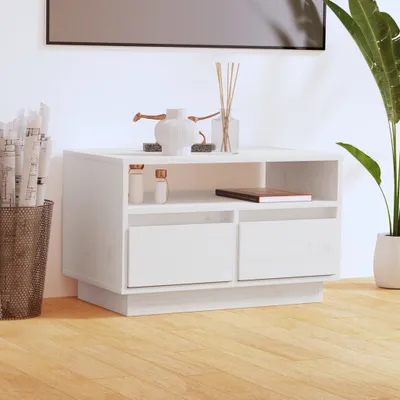 Zdjęcie produktu dla The Living Store szafka pod telewizor biała 60x35x37 cm lite drewno sosnowe