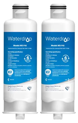 Produktbild von Waterdrop WD-F45 Ersatz für Samsung® DA97-17376B, HAF-Qin/EXP, HAF-Qin, DA97-08006C, RF23M8070SG, RF23M8070SR, RF23M8090SG Kühlschrank-Wasserfilter, NSF , Reduzieren PFAS, PFOA/PFOS (2)