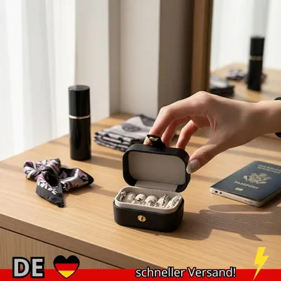 Produktbild von Mini Tragbare Kleine Schmuck Aufbewahrungstasche Reise LEDer Ring Halskette