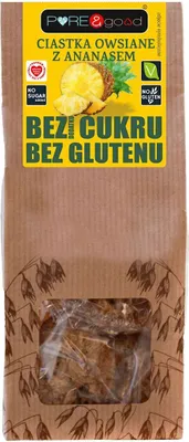 Obrázok produktu pre ovsené sušienky S ANANÁSOM, BEZ PRIDANÉHO CUKRU, BEZLEPKU 150 g - PURE&GOOD