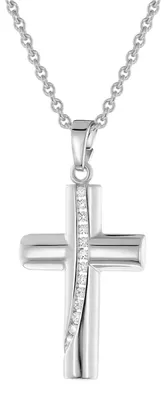 trendor 28569 Damen-Kette Kreuz 925 Silber Rhodiniert 1