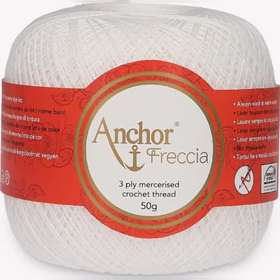 Obrázok produktu pre Anchor Freccia veľkosť 16 4771016-07901 biela Háčkovacia niť, 100 % bavlna
