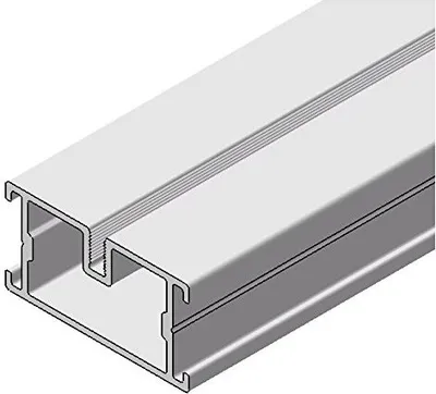 A close-up, isometric view of a silver aluminum profile, likely for construction or framing.