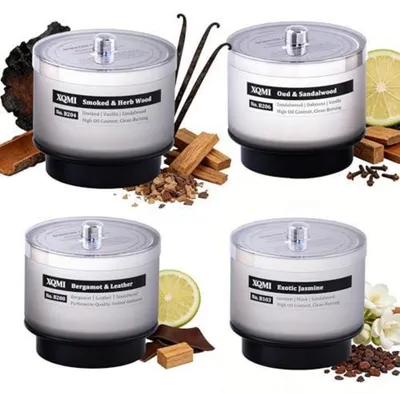 Produktbild von Duftkerze 4er Set Tabakwhisky Sojawachs Holzdocht 35h Brenndauer