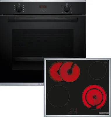 Produktbild von Bosch HBD431FH64 (HBA234BB3+PKN645BA2E), Keramik, 4 Zone(n), Glaskeramik, Schwarz, Berührung, 58,3 cm
