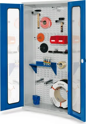 Produktbild von Kappes ®RasterPlan Werkstückschränke 1950x1000x410mm mit Sichtfenstertüren enzianblau