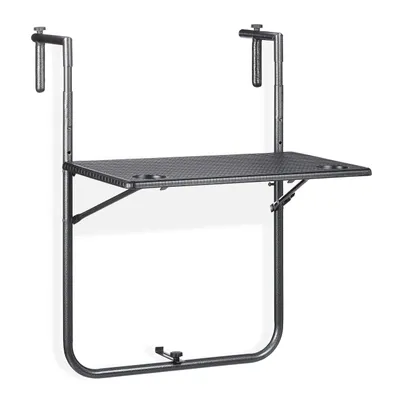 Produktbild von Relaxdays Balkonhängetisch klappbar, 3-fach höhenverstellbar, Rattan-Optik, wetterfest, Tisch BxT 59,5 x 36 cm, schwarz