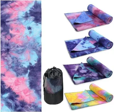 Produktbild von Yoga-Tuch - Tie-Die-Muster - Antischleif-Handtuch mit Grip-Punkten - Schnell trocknend - Super weiches Microfaser-Yoga-Tuch mit Tragesack - Ideal für Hot Yoga antischleif-Tuch