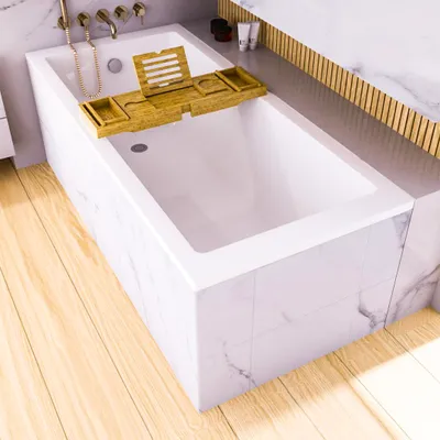 Produktbild von ECOLAM große Badewanne TAMI 200x90 cm Doppelbadewanne Wanne Acrylwanne Rechteck + Bambusablage + Styroporverkleidung befliesbar + Ablaufgarnitur SET