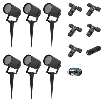 Image de HOFTRONIC - Spots à piquer Spikey jardin 6 pièces GU10 dimmables IP65 Noir