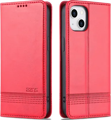 Immagine prodotto di Custodia per iPhone 14 Plus, portafoglio con chiusura magnetica e supporto, custodia flip in pelle rosa caldo