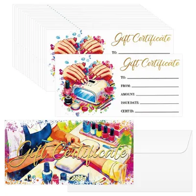 Image de Cartes cadeaux vierges – Lot de 40 avec enveloppes – Idéales pour les salons de beauté et les instituts de cosmétique – Dimensions : 17 x 8,5 cm