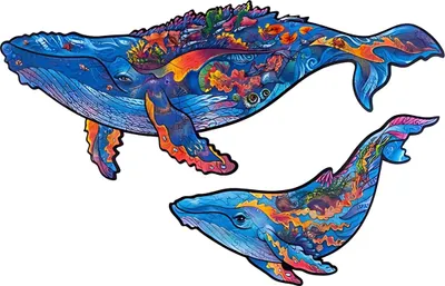 Produktbild von UNIDRAGON Milky Whales 43 x 27 cm 268 Teile Holz-Puzzle