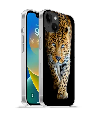 Produktbild von MuchoWow® Handyhülle Schutzhülle Hülle für Apple iPhone 14 Plus - Soft case Leopard - Tiere - Porträt - Wildtiere - Schwarz Silikon Softcase Handy Hülle - Abbildung