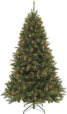 Produktbild von Triumph Tree Bristlecone Baum mit LED-Beleuchtung - Weihnachten mit 144 Warmweißen LEDs - Weihnachtsdeko mit Klappmechanismus - Weihnachtsbaum aus PVC - H155 x Ø99 cm - Dunkelgrün
