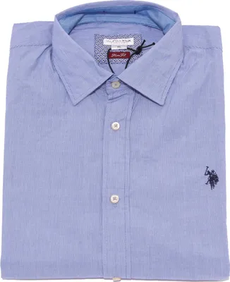 Image de 3664K camicia uomo U.S. POLO ASSN. SLIM FIT bleu/blanc chemise rayée coton homme