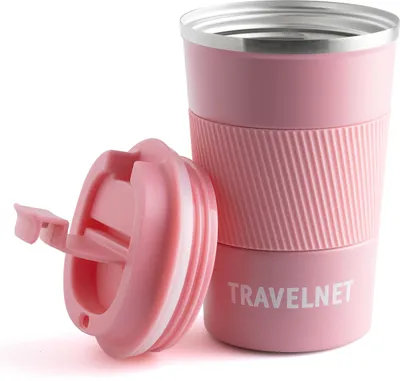 Image de Travelnet Mug thermos - Mug à café à emporter - Mug de voyage pour café et thé - 380 ml - Acier inoxydable