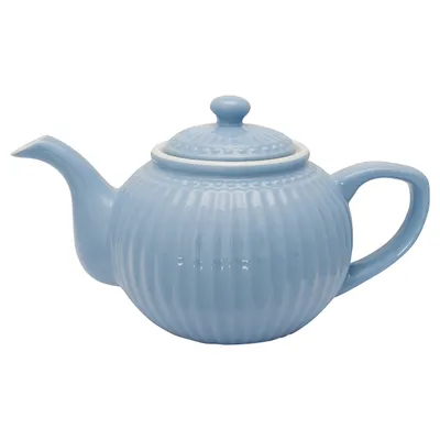 A light blue teapot on a white background.