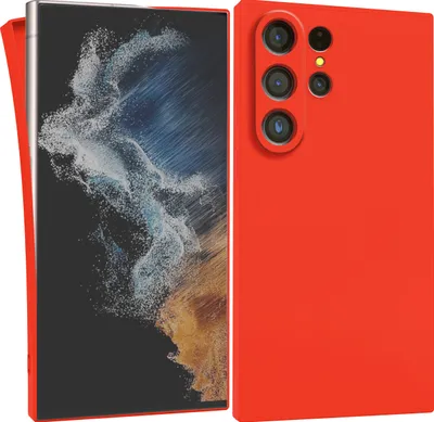 Image de Coque pour Samsung Galaxy S24 Ultra - Étui de protection pour téléphone avec protection de l'appareil photo, en silicone, de couleur orange