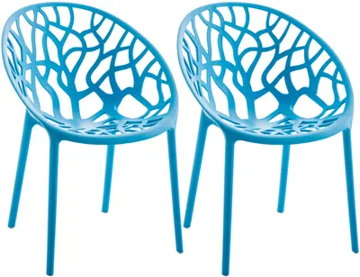 Produktbild von CLP 2er Set Gartenstühle Hope mit Lehne stapelbar wetterfest UV-beständig bis 150 kg blau