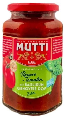 Produktbild von Mutti Pastasauce mit Rossoro Tomaten und Basilikum Genovese Dop 400g