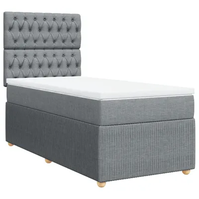 Produktbild von Boxspringbett mit Matratze Hellgrau 80x200 cm Stoff