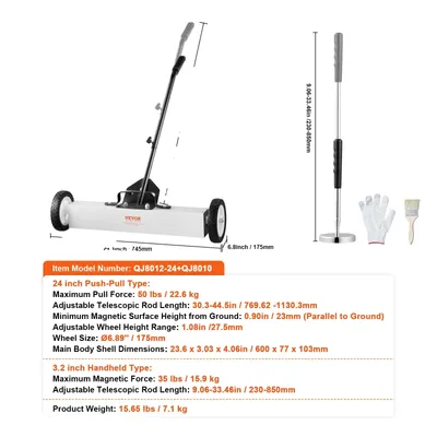 Immagine prodotto di Spazzatrice magnetica, forza di trazione 25 kg, lunghezza barra regolabile, 24 3,2 pollici