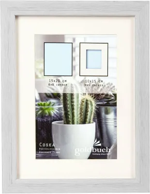 Image de Cadre photo Goldbuch Cosea 15 x 20 cm, gris aspect bois, avec passe-partout pour photo 10 x 15 cm