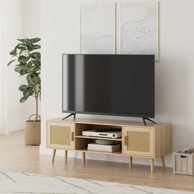 Obrázok produktu pre TV skrinka lowboard biela 60 palcov 137x38x48 cm s 2 skrinkami