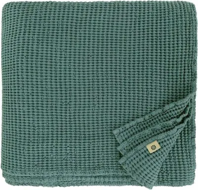 Productafbeelding van Famanu plaid, gewafeld patroon - smaragdgroen, 210 x 250 cm