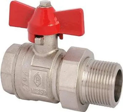 Produktbild von Js Kugelhahn,M.verschraubung,Dn25 Igxag1",107Mm,Fluegelgr.rot,Vern.
