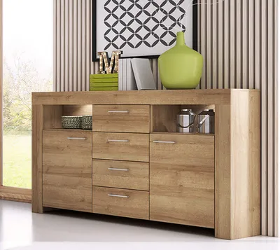 Produktbild von Kommode Sideboard Anrichte Wohnzimmer 155cm eiche riviera