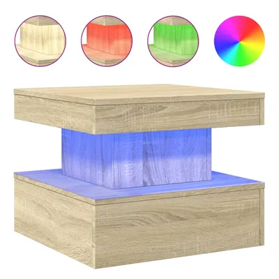 Produktbild von vidaXL Couchtisch mit LED-Leuchten Sonoma-Eiche 50x50x40 cm