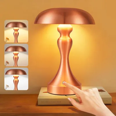 LED-Tafellamp, Batterie, Touch-Dimmer, Retro, 22 cm, Rotbronze
