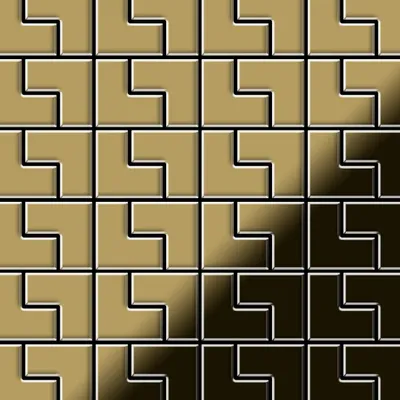 Produktbild von Mosaik Fliese massiv Metall Titan hochglänzend gold 1,6mm stark Kink-Ti-GM