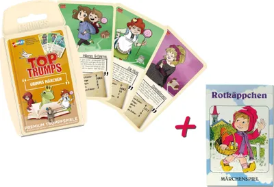 Produktbild von Märchen 2er Set: Top Trumps Grimms Märchen + Rotkäppchen Märchenspiel Kartenspiel Quartettspiel