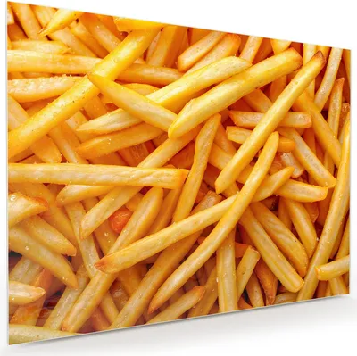 Produktbild von Glasbild 120x90cm in XXL für Wohnzimmer, Schlafzimmer Motiv Pommes Frites