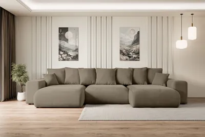 Produktbild von ALTDECOR Ecksofa mit Schlaffunktion und Bettkasten Corner Sofa Eckcouch Couch U-Form universal, links/rechts angeordnet Schlafcouch Ausziehbar Wohnlandschaft  ESKAR-U -364x176x72 cm Braun