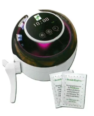 Produktbild von Ultraschall Reinigungsgerät Dental Hygiene Müller im Set mit Bürste und Reinigungs Konzentrat