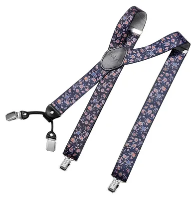 Immagine prodotto di Bretelle - 3,5 cm - 4 clip in pelle a Y - Nero e blu
