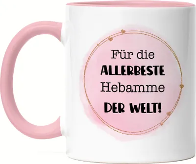 Produktbild von Für die allerbeste Hebamme der Welt Tasse Rosa Dankeschön Geschenk Geburtstag Weihnachten