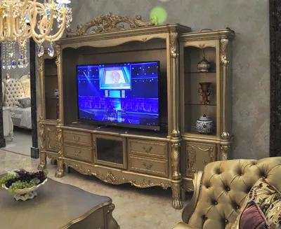 Produktbild von Wohnzimmer Anbau Medien Wand Fernsehwand Fernsehschrank Wohnwand Barock Rokoko