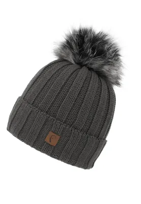 Produktbild von Warme Beanie Strickmütze mit Fleece Innenfutter und Bommel | One Size