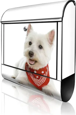 Produktbild von banjado Design Briefkasten Stahl schwarz mit Zeitungsfach pulverbeschichtet "Westie" 38x46x12,5cm & 2 Schlüssel - Postkasten A4 Einwurf inkl. Montagematerial [BKSCH 10192]